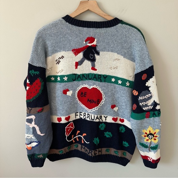 Christopher & Banks Vintage Embroidered Storybook Seasons Cardigan Sweater Large - Picture 8 of 16